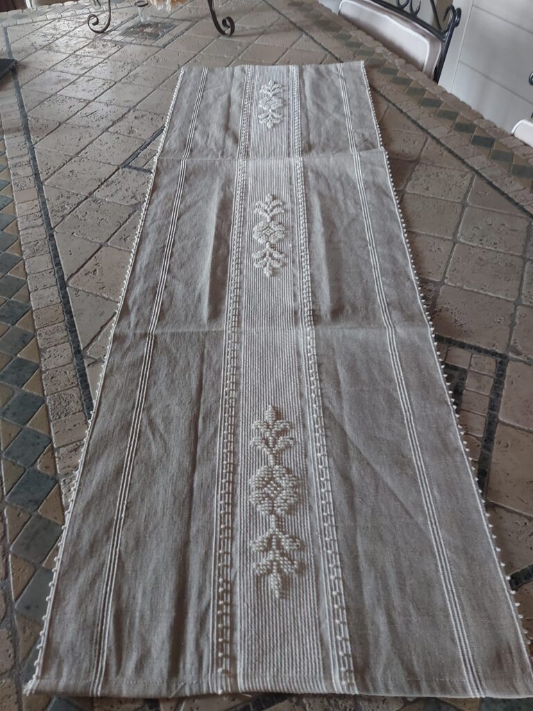 STRISCIA IN LINO DISEGNO FASCIA GIGLIETTO TELA GREZZA CM40X120